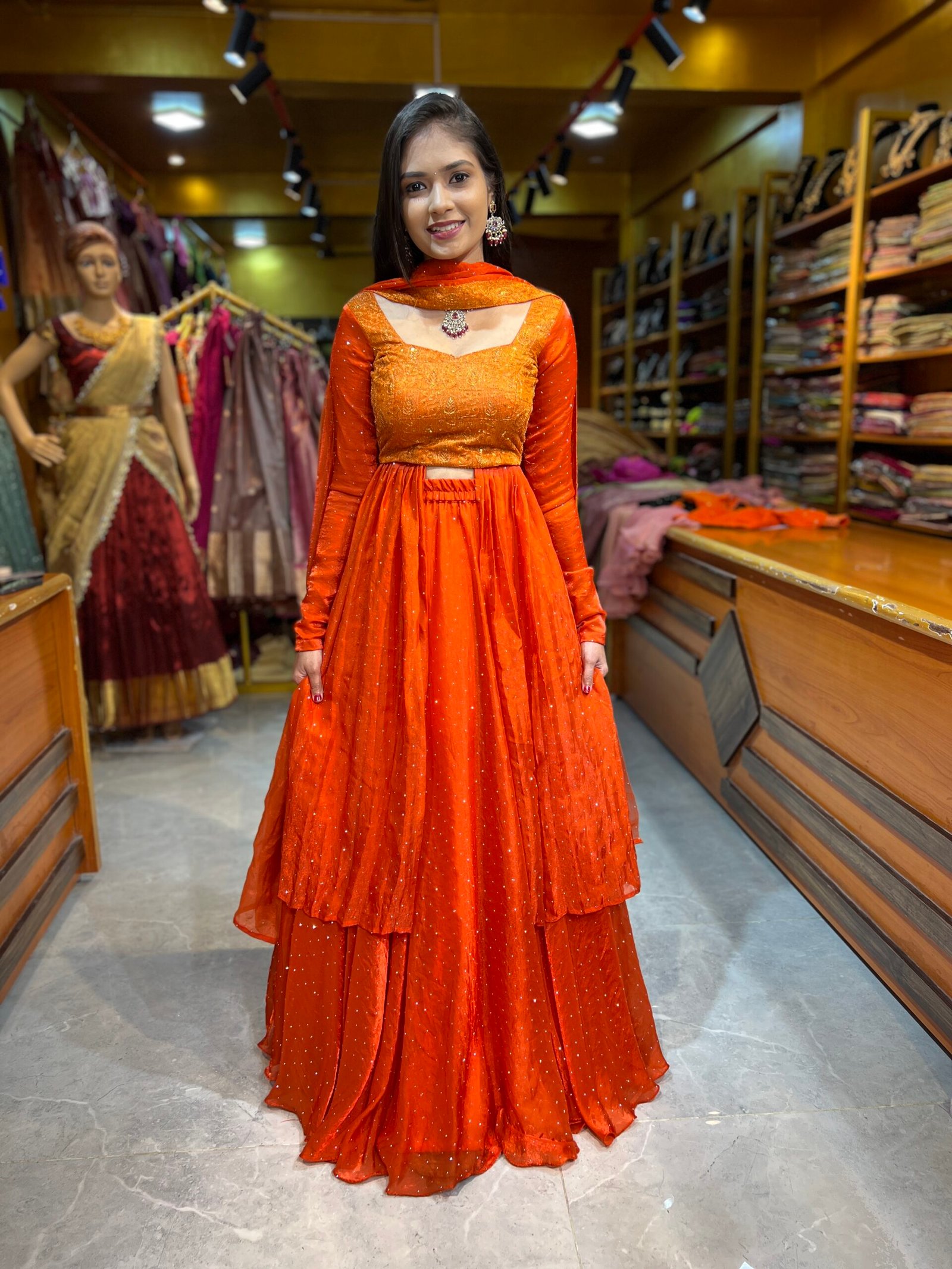Burnt Orange 4 in 1 Lehenga