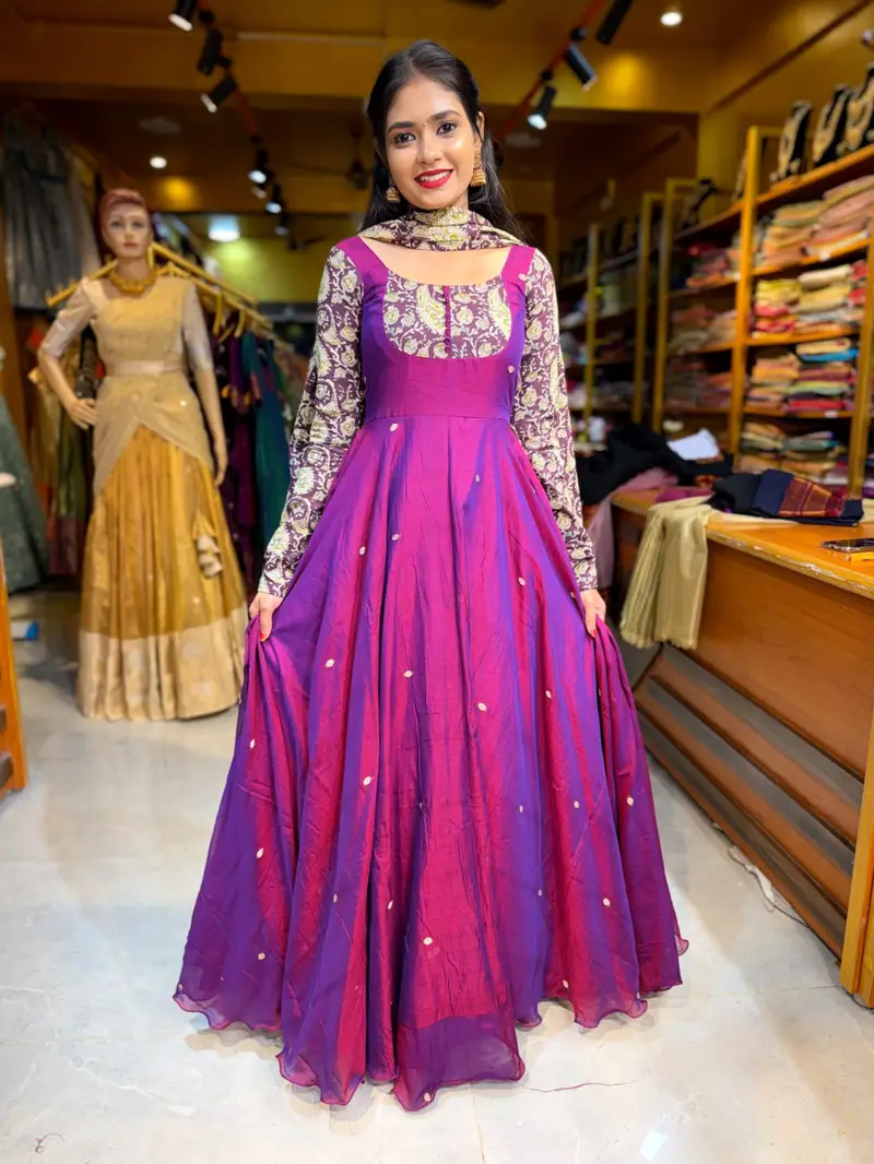 Magenta Handloom Cotton Gown