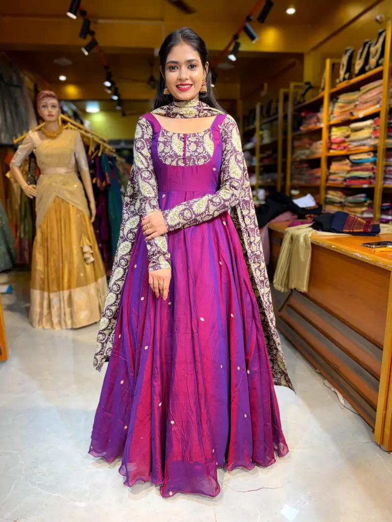 Magenta Handloom Cotton Gown - Image 3