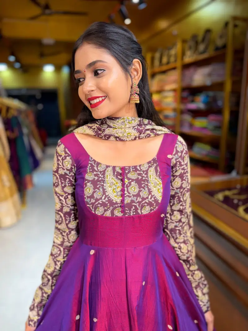 Magenta Handloom Cotton Gown - Image 2