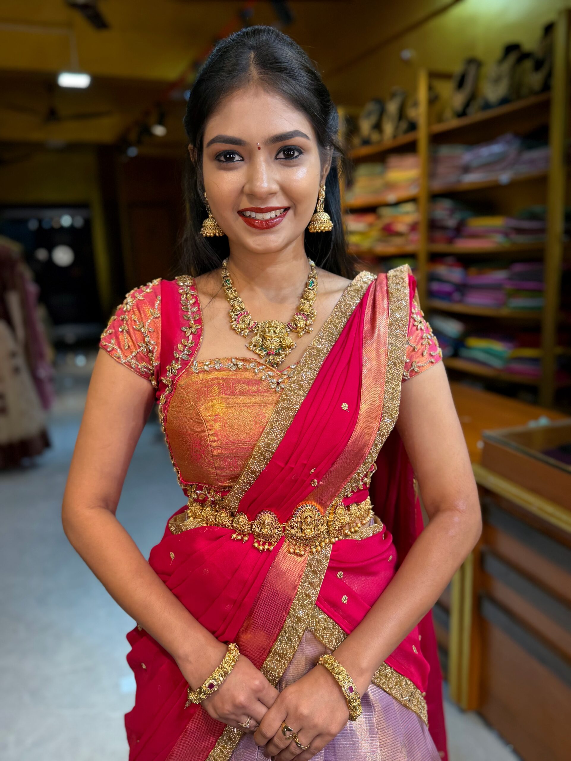 KANMANI Lavender Aari worked Half Saree - Image 5