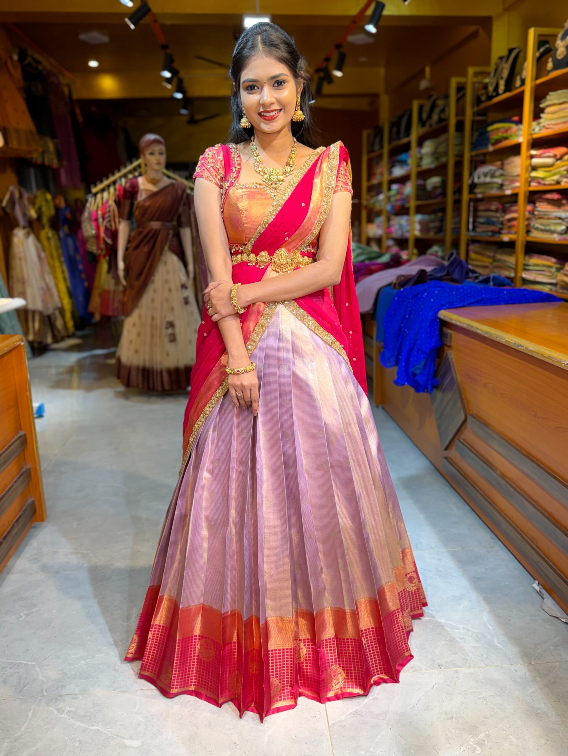 KANMANI Lavender Aari worked Half Saree