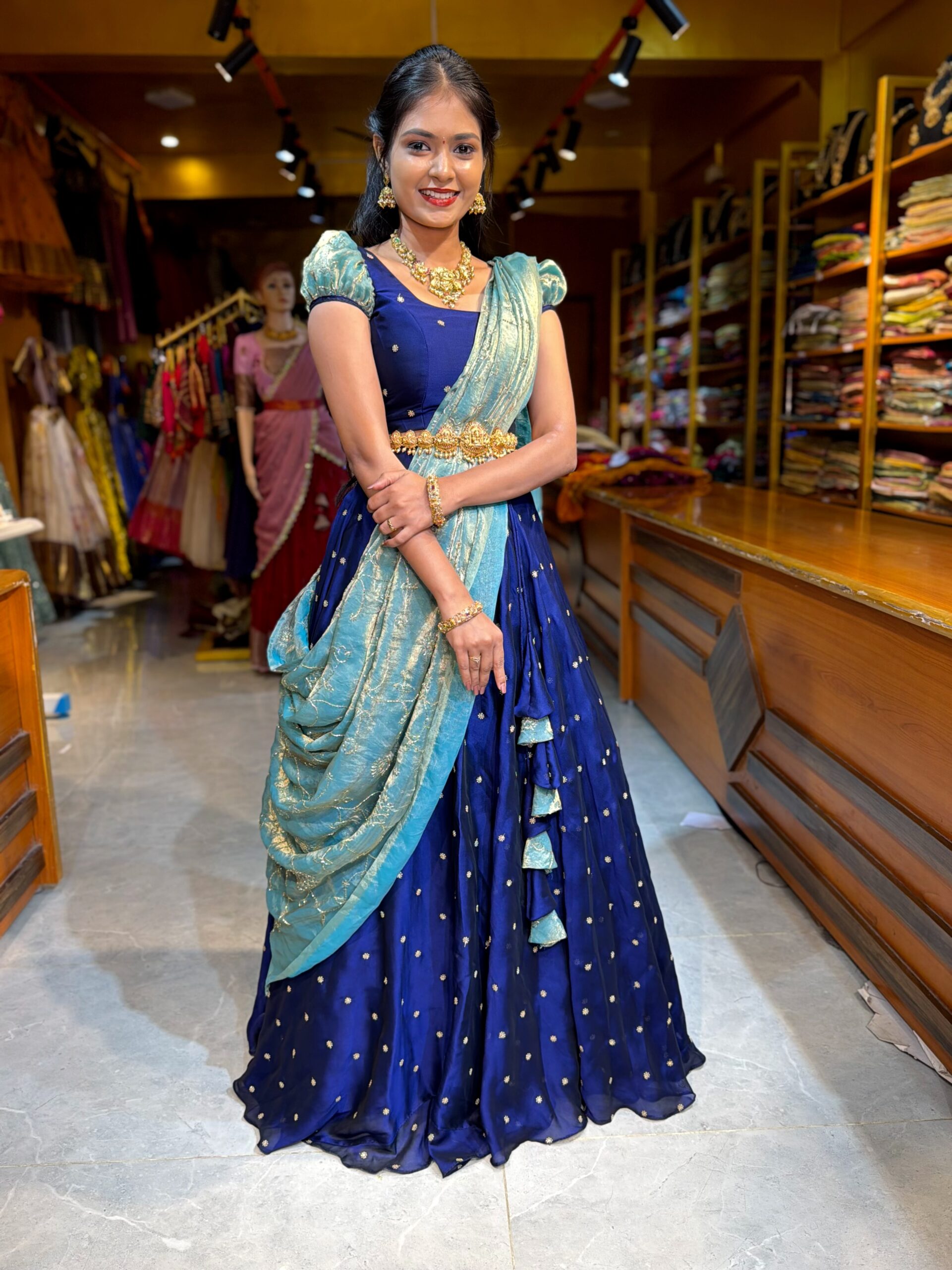 Rathinam Blue Lehenga - Image 2