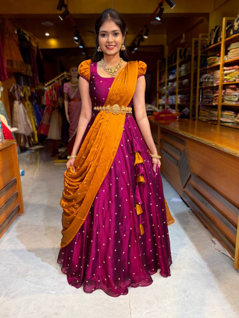 Rathinam Magenta Lehenga