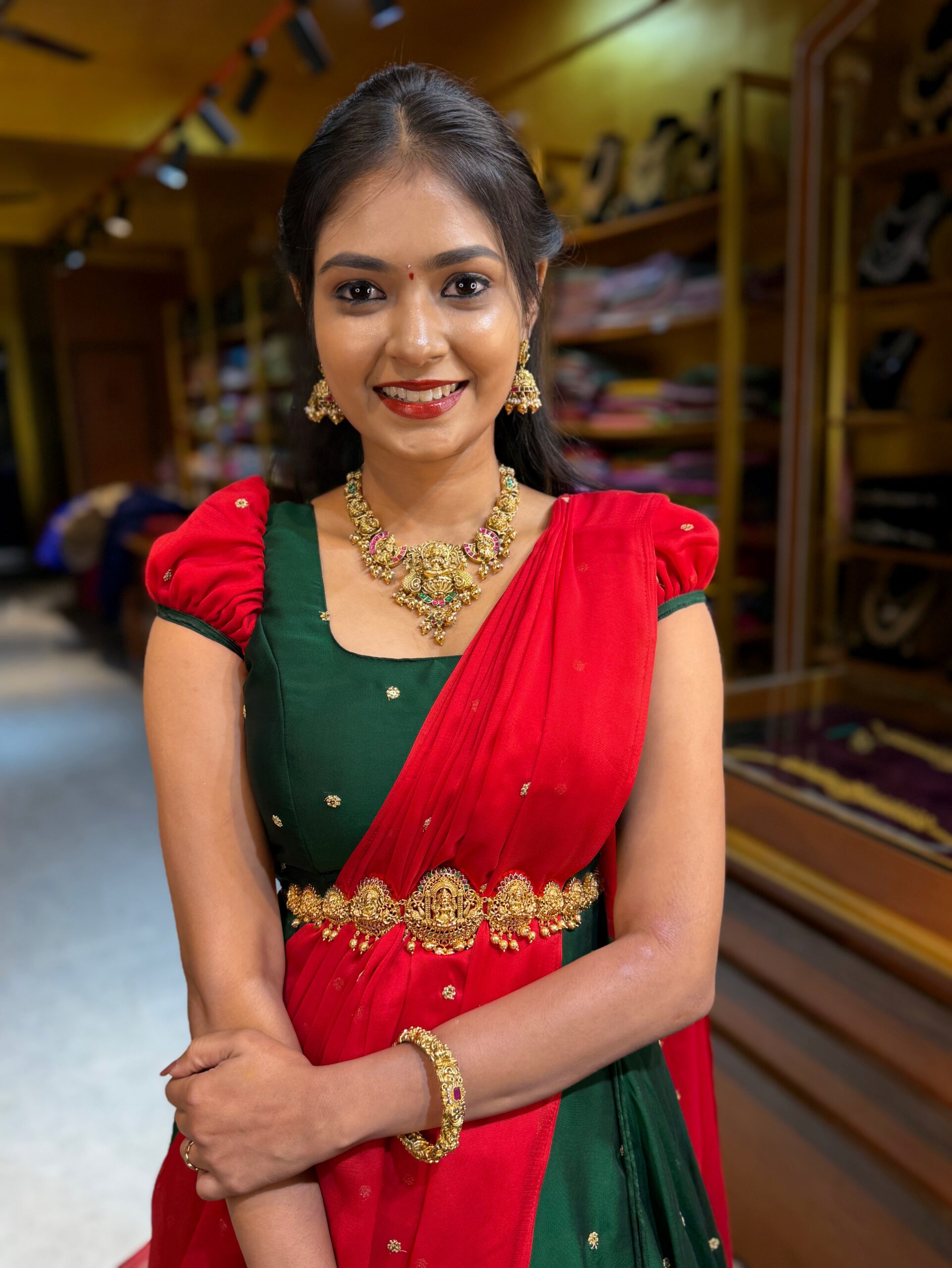 Rathinam Bottle Green Lehenga - Image 2
