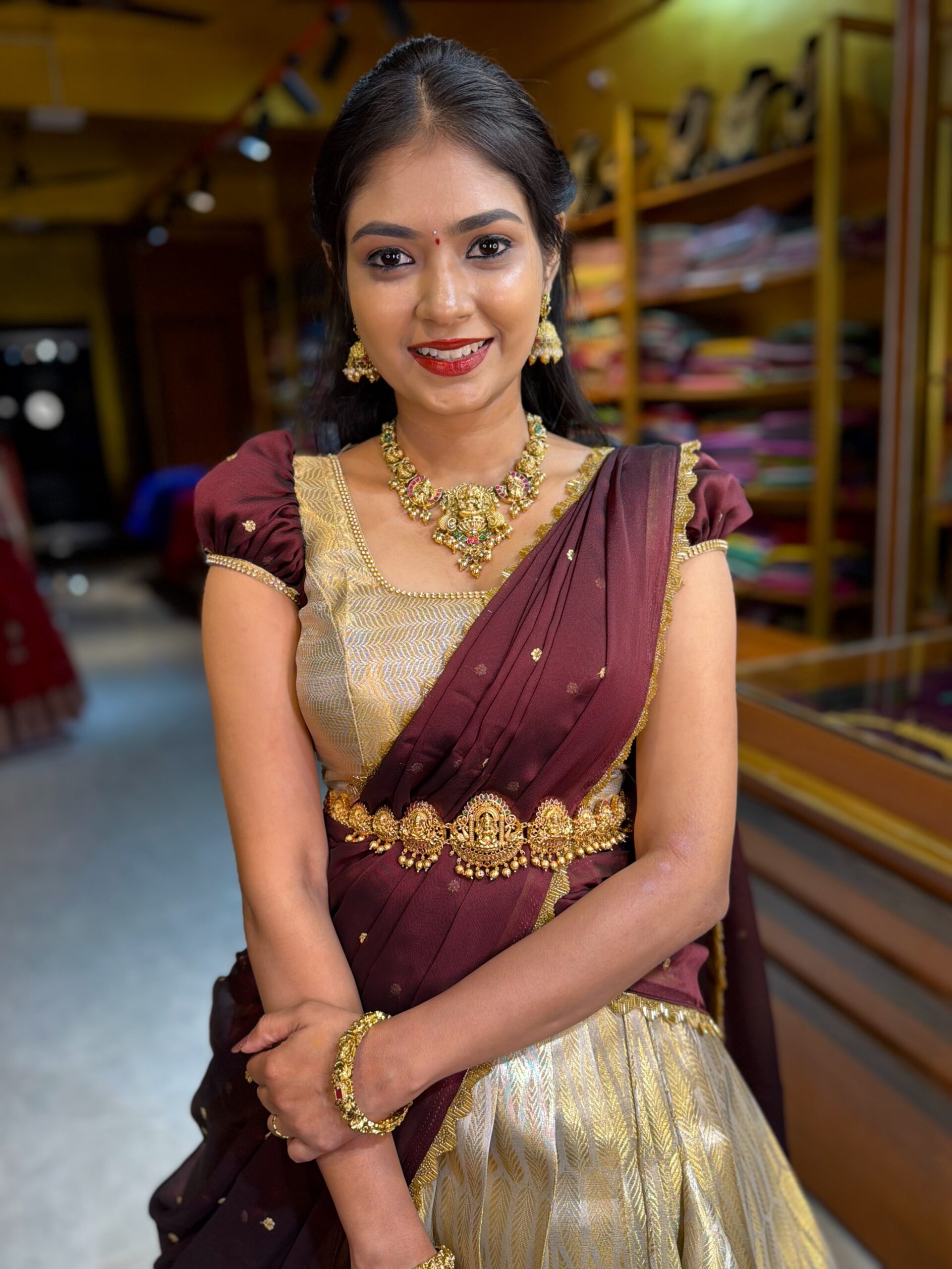 KEERTHY Silver Gold Half Saree - Image 3